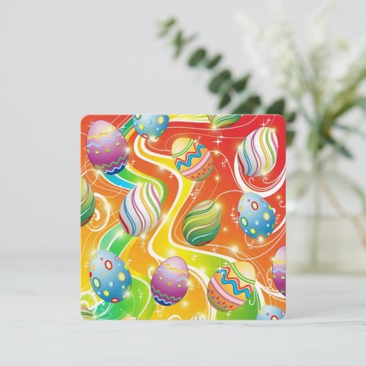 Invitation Happy Easter Eggs Festive Pattern (Debout devant)