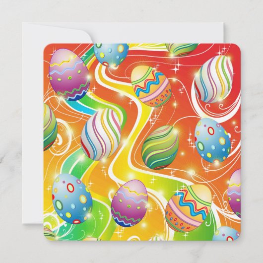 Invitation Happy Easter Eggs Festive Pattern (Devant)