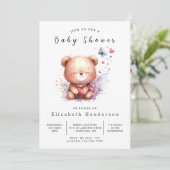 Invitation Happy Editable Bear Baby shower (Debout devant)