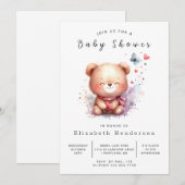 Invitation Happy Editable Bear Baby shower (Devant / Derrière)