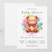 Invitation Happy Editable Bear Baby shower (Devant / Derrière)