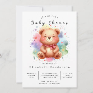 Invitation Happy Editable Bear Baby shower