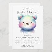 Invitation Happy Editable Bear Baby shower (Devant / Derrière)