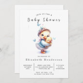 Invitation Happy Editable Duck Baby shower (Devant / Derrière)