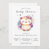 Invitation Happy Editable Owl Baby shower (Devant / Derrière)