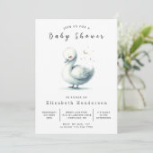 Invitation Happy Editable Swan Baby shower (Debout devant)