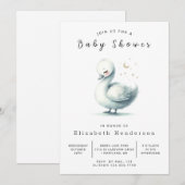 Invitation Happy Editable Swan Baby shower (Devant / Derrière)