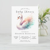 Invitation Happy Editable Swan Baby shower (Debout devant)