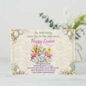 Invitation Happy Eeaster Cute Bunny (Debout devant)