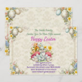 Invitation Happy Eeaster Cute Bunny (Devant / Derrière)