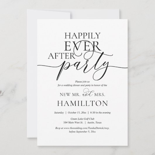 Invitation Happy Ever Après Dîner Mariage et Fête Invita (Devant)