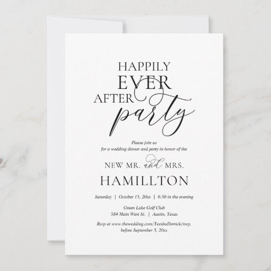 Invitation Happy Ever Après Dîner Mariage et Fête Invita (Devant)
