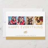 Invitation Happy Everything Holiday Four Photo Gold Foliage (Devant)
