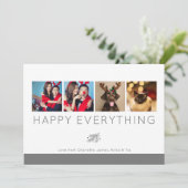 Invitation Happy Everything Holiday Photo Grey Foliage Card (Debout devant)