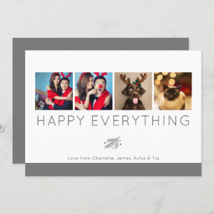 Invitation Happy Everything Holiday Photo Grey Foliage Card