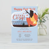 Invitation Happy Fall Ya'll Stay Cosy Folk Art Baby shower (Debout devant)