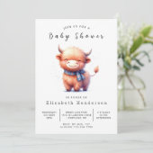 Invitation Happy Fun Simple Vache Baby shower (Debout devant)