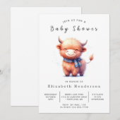 Invitation Happy Fun Simple Vache Baby shower (Devant / Derrière)