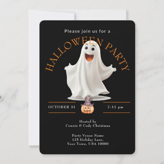 Invitation HAPPY GHOST HALLOWEEN Party (Devant)