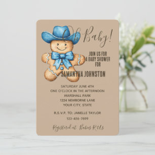 Invitation Happy Gingerbread Baby shower Cowboy