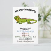 Invitation Happy green iguana cartoon (Debout devant)