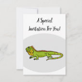 Invitation Happy green iguana cartoon (Dos)
