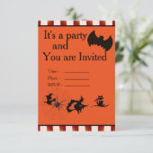 Invitation Happy Halloween 2020 avec Spider Bat Witches Chat (Debout devant)