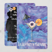 Invitation Happy Halloween Black Cat Costume Cocktail Party (Devant / Derrière)