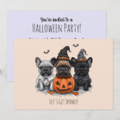 Invitation Happy Halloween Bulldogs français (Devant / Derrière)