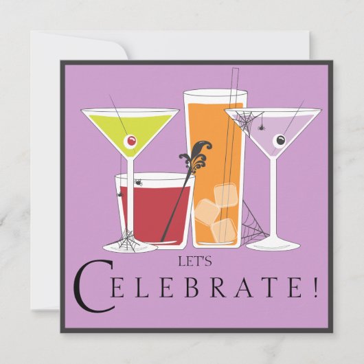 Invitation Happy Halloween Fêtons les cocktails Éffrayants (Devant)