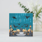 Invitation Happy Halloween Haunted Éffrayant Cemetary\Headsto (Debout devant)