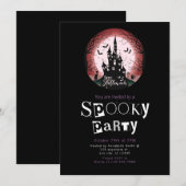 Invitation Happy Halloween Haunted House Pleine lune Hallowee (Devant / Derrière)