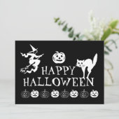 Invitation Happy Halloween noir blanc éffrayant mignon (Debout devant)