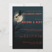 Invitation Happy halloween noir orangé sorcière (Devant)