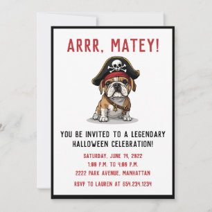 Invitation Happy Halloween Pirate English Bulldog