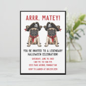 Invitation Happy Halloween Pirate French Bulldog (Debout devant)