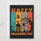 Invitation Happy Halloween Time Retro Witch House Ghost Grave (Devant)