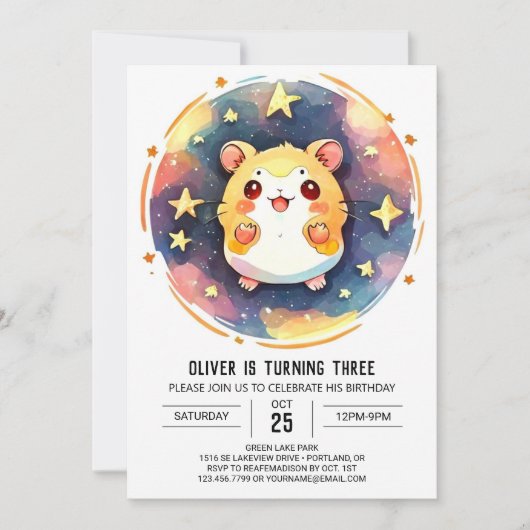 Invitation Happy Hamster numérique Anniversaire (Devant)