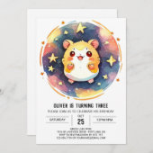 Invitation Happy Hamster numérique Anniversaire (Devant / Derrière)