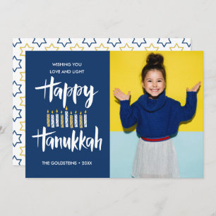 Invitation Happy Hanoukka Candles Blue Holidays photo