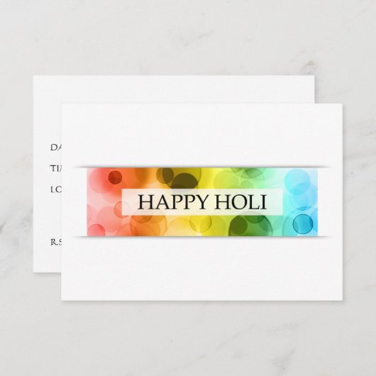 Invitation happy holi (bokeh) (Devant / Derrière)