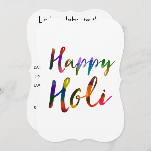 Invitation Happy Holi Bokeh Lumières (Devant / Derrière)