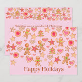 Invitation Happy Holidays watercolor gingerbread cookies (Devant / Derrière)