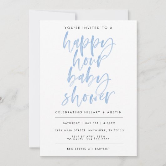 INVITATION HAPPY HOUR BABY SHOWER - BLEU (Devant)