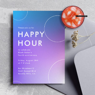 Invitation Happy Hour Gradient Moderne (Bleu)