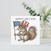 Invitation Happy July 4th squirrel (Debout devant)