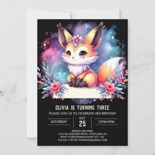 Invitation Happy Little Fox Anniversaire numérique (Devant)
