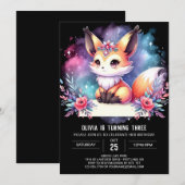 Invitation Happy Little Fox Anniversaire numérique (Devant / Derrière)