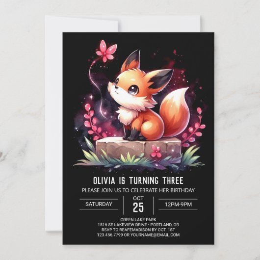 Invitation Happy Little Fox Anniversaire numérique (Devant)
