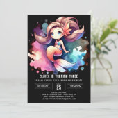 Invitation Happy Little Mermaid Birthday (Debout devant)